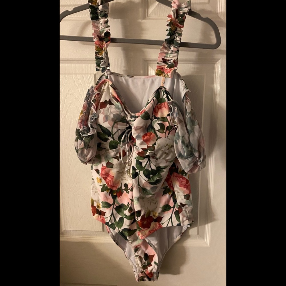 Swimsuit with skirt cover up with side slits